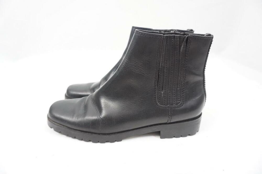 LAUREN, RALPH JACKIE USED WOMEN 7.5 BLACK LEATHER CHELSEA BOOTIES/ANKLE BOOTS